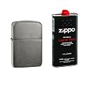Combo of Zippo Black Ice 1941 Replica Windproof Pocket Lighter and 12 oz. Premium Lighter Fluid