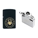 Combo of Zippo Cancer Zodiac Sign Design Windproof Pocket Lighter and Single Torch Butane Insert