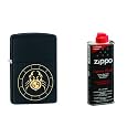 Combo of Zippo Cancer Zodiac Sign Design Windproof Pocket Lighter and 4 oz. Premium Lighter Fluid