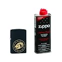 Combo of Zippo Capricorn Zodiac Sign Black Matte Pocket Lighter and 4oz Lighter Fluid