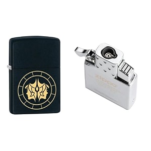 combo of zippo gemini zodiac sign design windproof pocket lighter and single torch butane insert