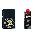 Combo of Zippo Leo Zodiac Sign Design Windproof Pocket Lighter and 4 oz. Premium Lighter Fluid