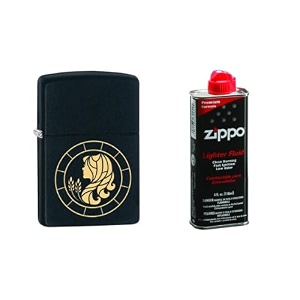 combo of zippo virgo zodiac sign design windproof pocket lighter and 4 oz premium lighter fluid