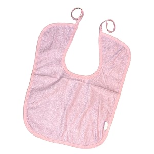 short adult disability bib mealtime dining cloth protector apron waterproof pink