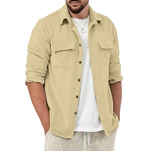 COMBRAIDED Corduroy Mens Full Sleeve Casual Striped