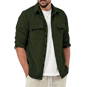 COMBRAIDED Corduroy Mens Full Sleeve Casual Striped