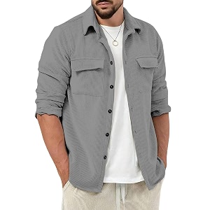 COMBRAIDED Corduroy Mens Full Sleeve Casual Striped