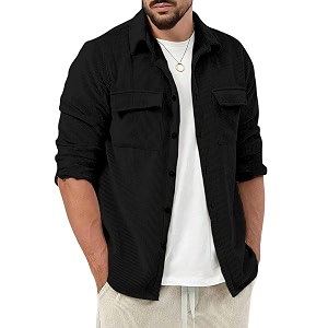 COMBRAIDED Corduroy Mens Full Sleeve Casual Striped