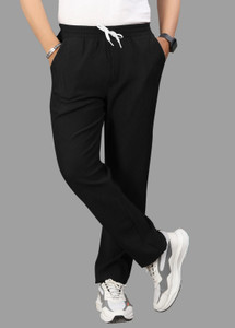 COMBRAIDED Loose Fit Men Black Trousers