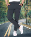 COMBRAIDED Men Grey Lycra Blend Trousers