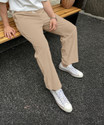 COMBRAIDED Men Loose Fit Beige Corduroy Trousers