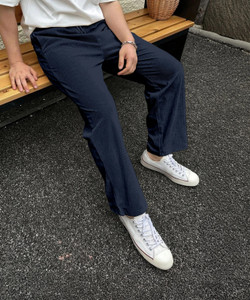 COMBRAIDED Men Loose Fit Blue Corduroy Trousers
