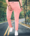 COMBRAIDED Men Pink Lycra Blend Trousers