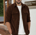 COMBRAIDED Men Self Design Casual Brown Shirt