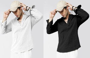 COMBRAIDED Men Self Design Casual White Black