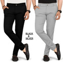 COMBRAIDED Regular Fit Men Black, Silver Trousers
