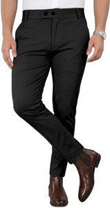 combraided regular fit men black trousers