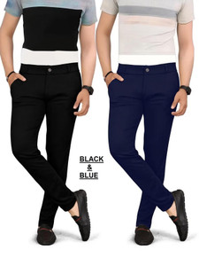 combraided regular fit men black dark blue trousers