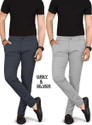 COMBRAIDED Regular Fit Men Grey Trousers