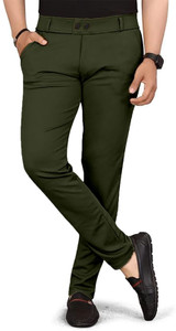 combraided regular fit men green trousers