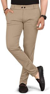 combraided men regular fit khaki polycotton trousers