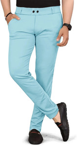combraided men regular fit light blue polycotton trousers