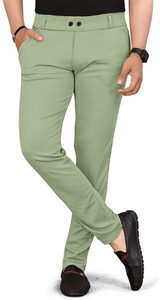combraided regular fit men light green trousers
