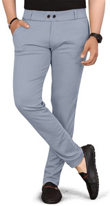 combraided regular fit men silver trousers