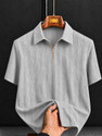 COMBRAIDED Self Design Men Polo Neck Grey