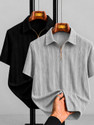 COMBRAIDED Self Design Men Polo Neck Black