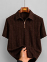 COMBRAIDED Self Design Men Polo Neck Brown