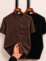 COMBRAIDED Self Design Men Round Neck Black