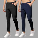 COMBRAIDED Slim Fit Men Black Blue Trousers