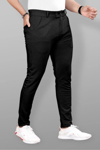 COMBRAIDED Slim Fit Men Black Trousers