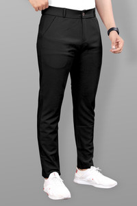 COMBRAIDED Slim Fit Men Black Trousers