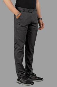 COMBRAIDED Slim Fit Men Black White Trousers