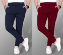 COMBRAIDED Slim Fit Men Blue Maroon Trousers