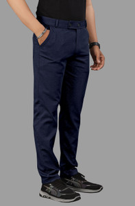 COMBRAIDED Slim Fit Men Blue Trousers