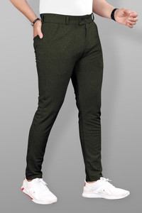 COMBRAIDED Slim Fit Men Dark Green Trousers