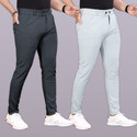 COMBRAIDED Slim Fit Men Grey Silver Trousers