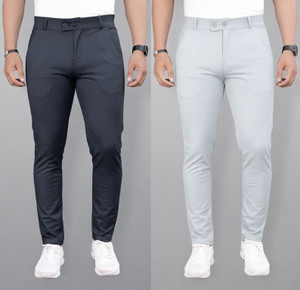 COMBRAIDED Slim Fit Men Grey Trousers