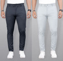 COMBRAIDED Slim Fit Men Grey Trousers