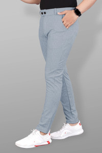 COMBRAIDED Slim Fit Men Silver Trousers