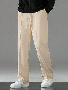 COMBRAIDED Solid Men Beige Track Pants