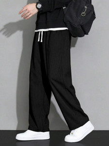 COMBRAIDED Solid Men Black Track Pants