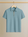 COMBRAIDED Striped Men Round Neck Light Blue