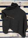 COMBRAIDED Striped Men Zip Neck Black T-Shirt