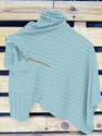COMBRAIDED Striped Men Zip Neck Light Blue