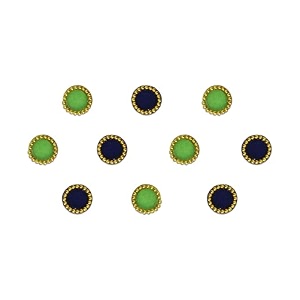 comet busters beautiful purple and green round bindi with gold beads border for women 6 mm bin178