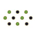 Comet Busters Beautiful Purple and Green Round Bindi With Gold Beads Border For Women (6 mm) (BIN178)